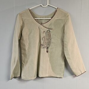 Tan Embroidered Sequin Full Sleeve Top